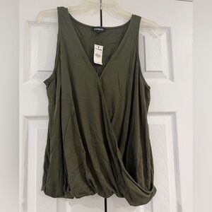 Express Women's Large Olive Green Ribbed Tank Top
Front Clasp